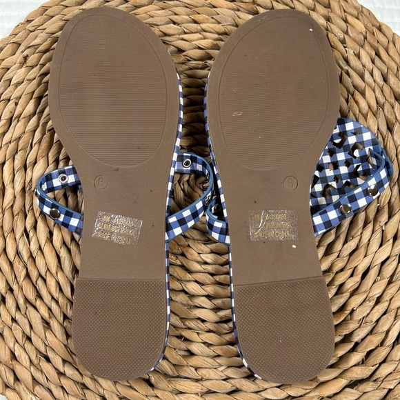 Blue and White Gingham Sandals. Size 9 - Picture 4 of 4